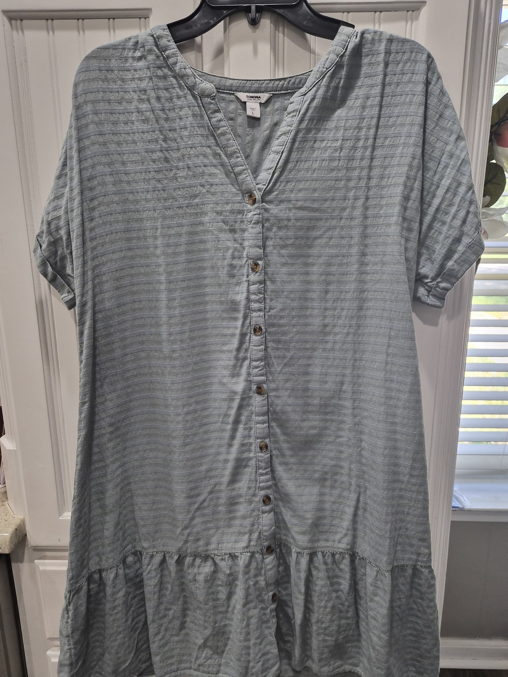 Sonoma Pale Blue/gray Button-Up Dress